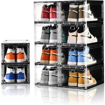 Штабелируемые Кутии За обувки в 10 Опаковки, Модернизирани здрав Кутии За Съхранение на Обувки с Прозрачна Като Магнит, Мултифункционален Съхранение на Маратонки