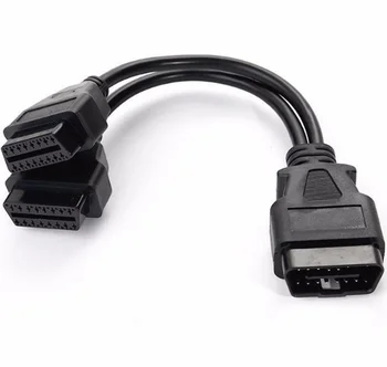 OBD2 16-пинов конектор към 16-контакт с контакт Y Удлинительный кабел 30 cm за прехвърляне на OBD-съединител за Автомобили Диагностичен адаптер
