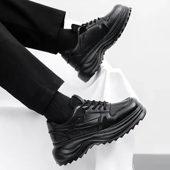 Мъжки Кожени Обувки Бизнес Официалната Облекло 2023 Г., Нова Есенна Дишаща Мъжки Обувки в Британския Черен Цвят, Кума, Сватбата Булката